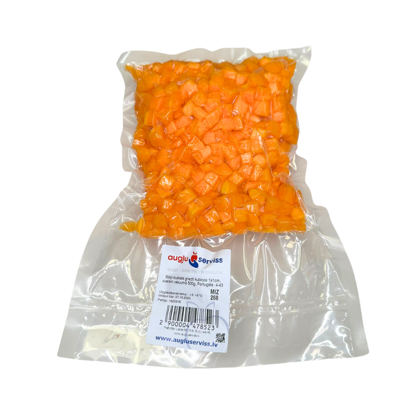 Ķirbji muskata griezti kubiņos, roku darbs, 1x1 cm, sverami vakuumā 1kg , Latvija  (mērvienība: kg)