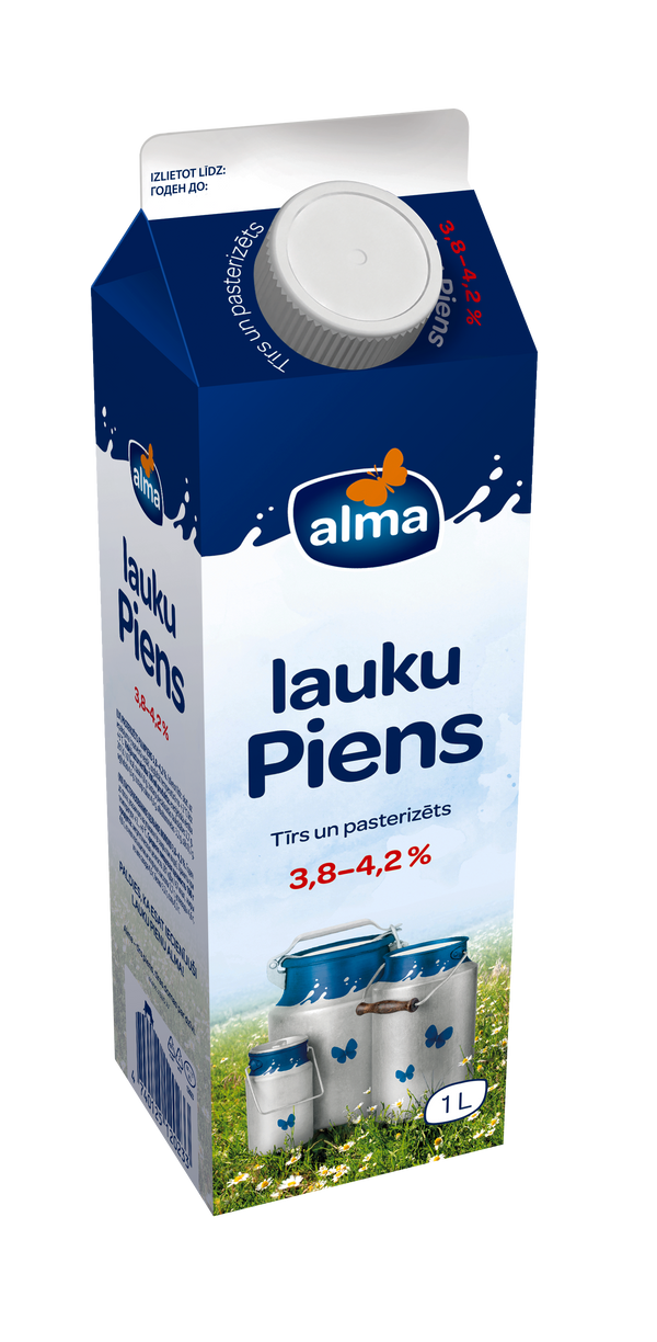 Piens 3,8-4.2% Alma tetra 1L, Igaunija  (mērvienība: gb)