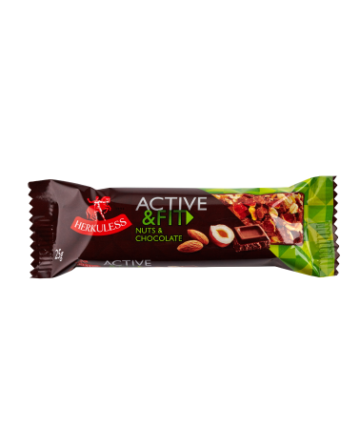 Musli batoniņs ar piena šokolādi un riekstiem 25g Herkuless (mērvienība: gb)